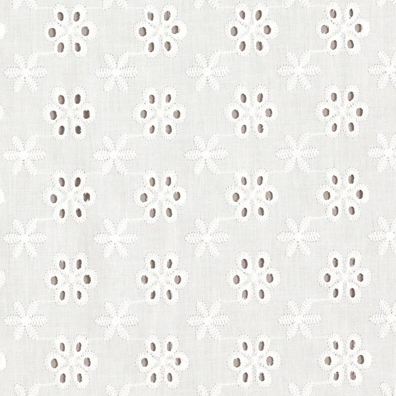 Tecido de algodão Bordado inglês Flores – branco,  image number 1