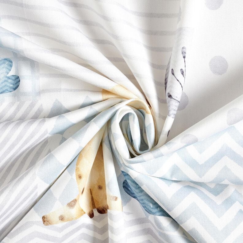 Tecido para decoração Sarja de algodão Animais da selva bebé Impressão Digital – branco/azul claro,  image number 3