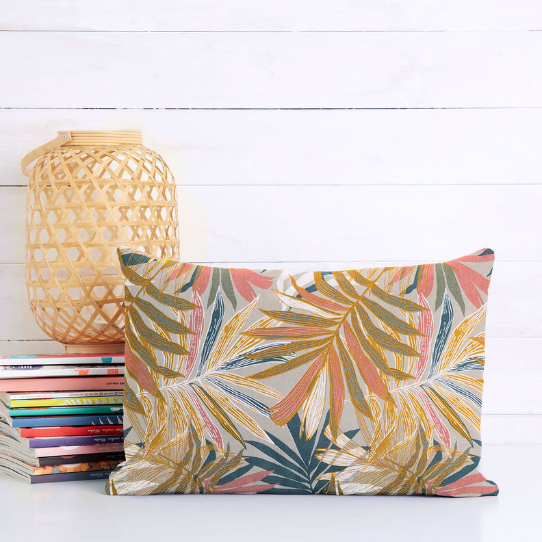 Tecido para decoração Lona Folhas da selva 280 cm – taupe claro/cobre,  image number 6