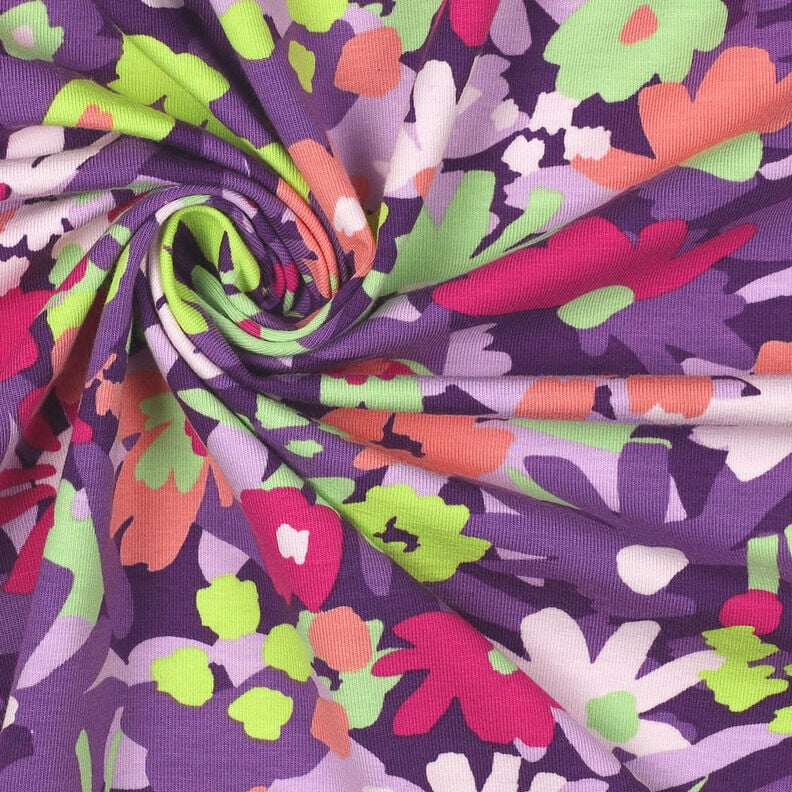 GOTS Jersey de algodão Pop Blossom | Nerida Hansen – beringela,  image number 4