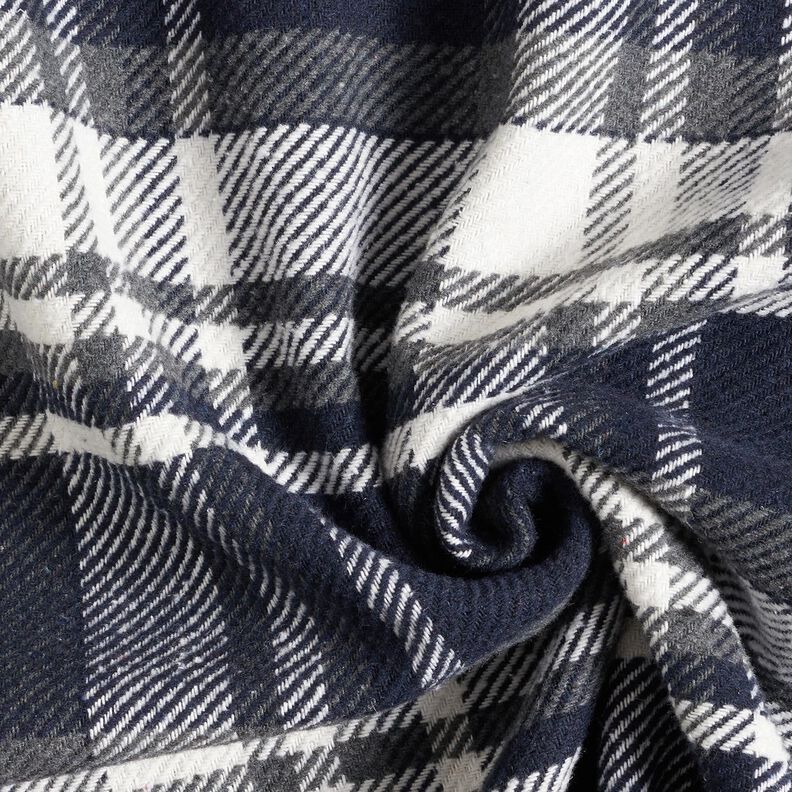 Tecido para sobretudos com reverso em pele Xadrez – azul-noite/cinza ardósia,  image number 3