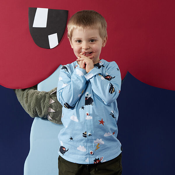 Jersey de algodão Monstros superheróis | PETIT CITRON – azul bebé,  image number 7