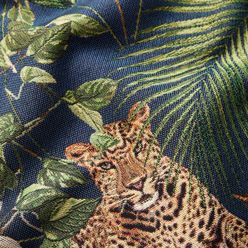 Tecido para decoração Gobelina Leopardos na selva – azul/verde,  image number 2