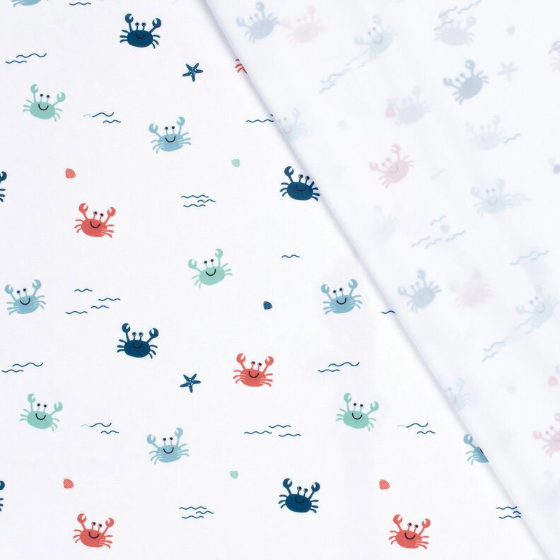 Tecido para fatos de banho UPF50 Caranguejos felizes – branco/lagosta,  image number 4