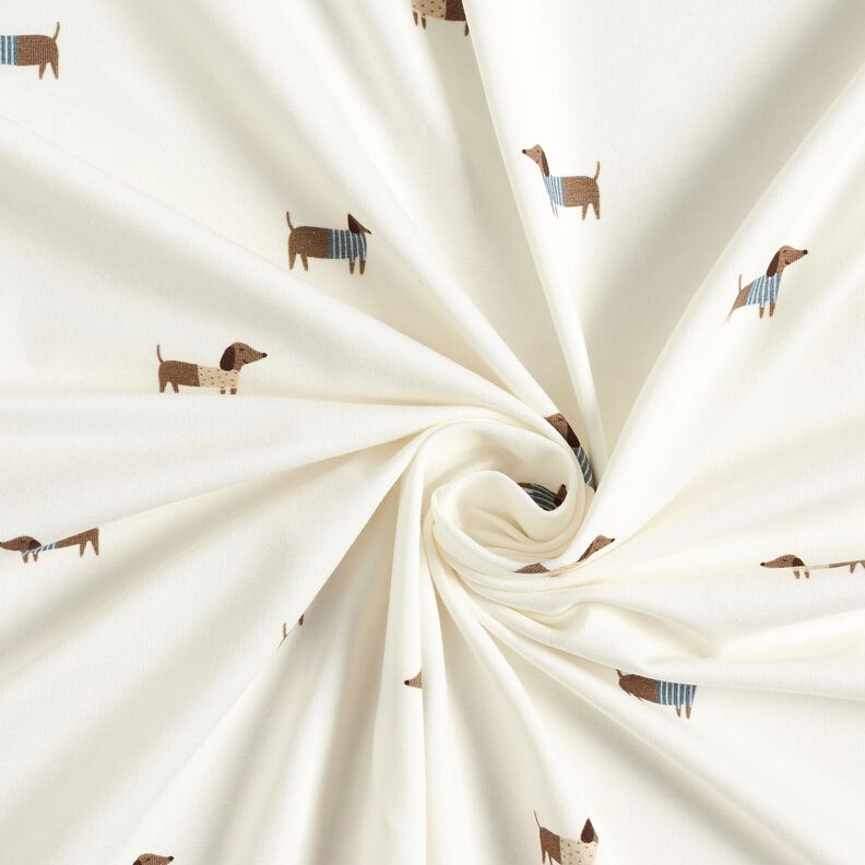 Jersey de algodão Cães salsicha felizes – marfim,  image number 3