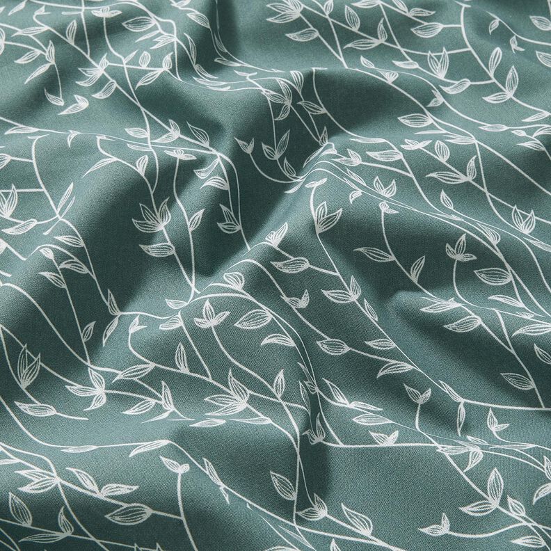 Popelina de algodão Gavinha folhas – pinheiro azul,  image number 2