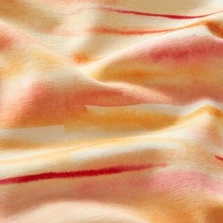 Jersey de algodão Riscas esbatidas em aguarela Impressão Digital – laranja-pêssego/pink, 
