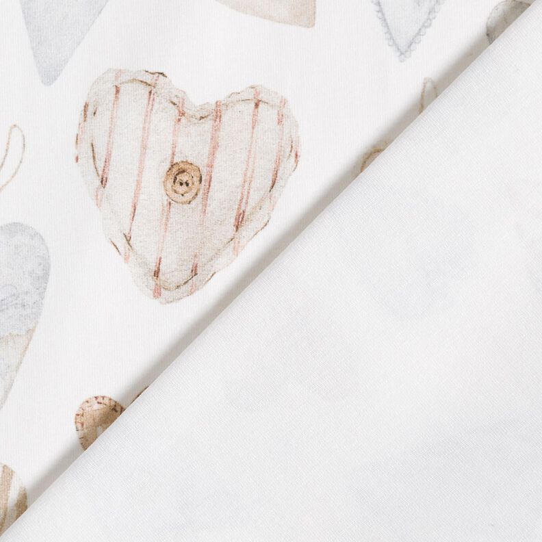 Jersey de algodão Corações de aguarela Impressão Digital – marfim/cinza claro,  image number 4