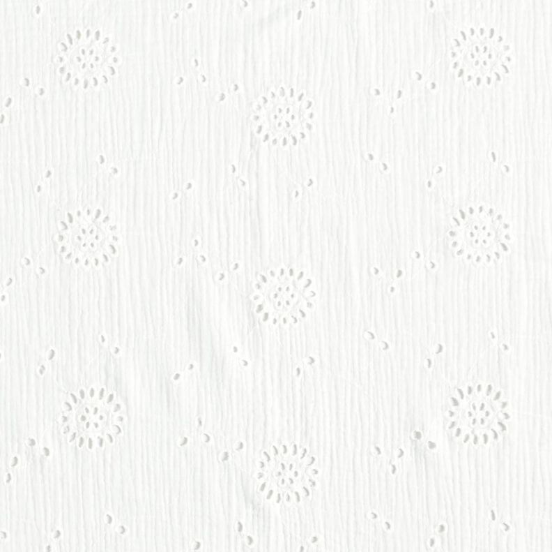 Musselina/ Tecido plissado duplo Bordado inglês Flores – branco,  image number 1