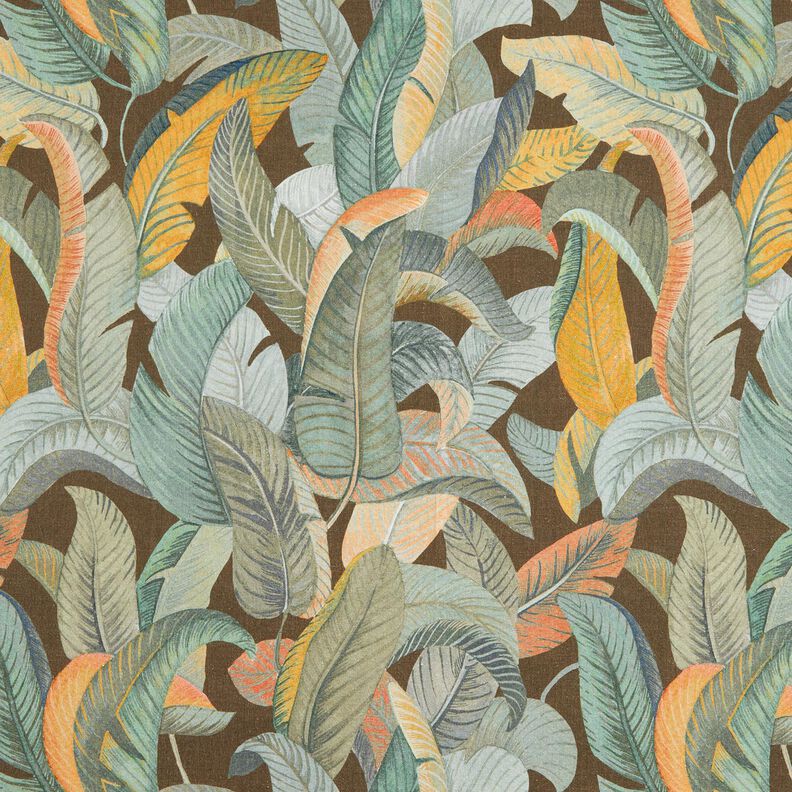 Tecido para decoração Meio linho Panamá Folhas de bananeira – cobre/caqui,  image number 1