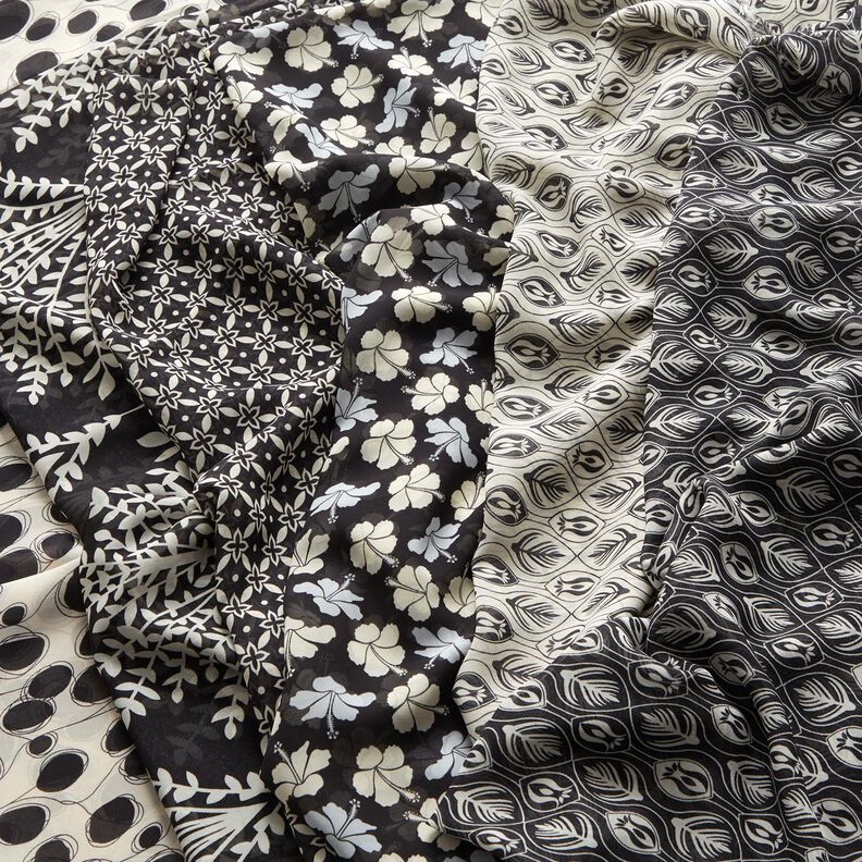 Chiffon Ornamentos florais – preto/branco,  image number 5