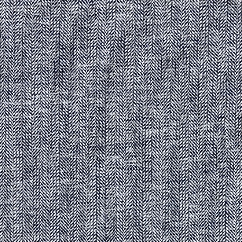 Mistura de linho e algodão Espinha de peixe – azul-noite,  image number 1