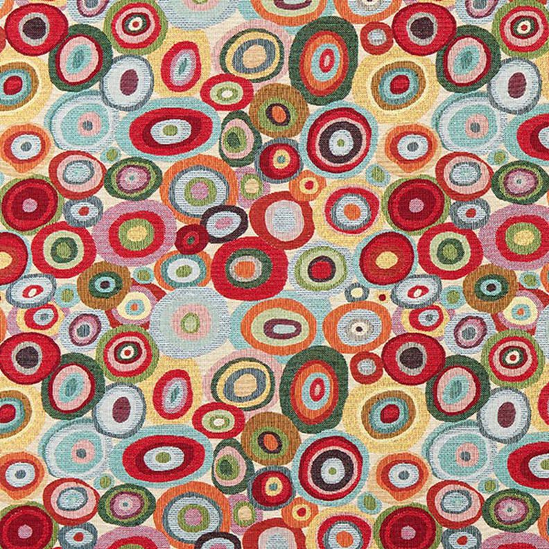 Tecido para decoração Gobelina Círculos coloridos – bege claro/carmin,  image number 1