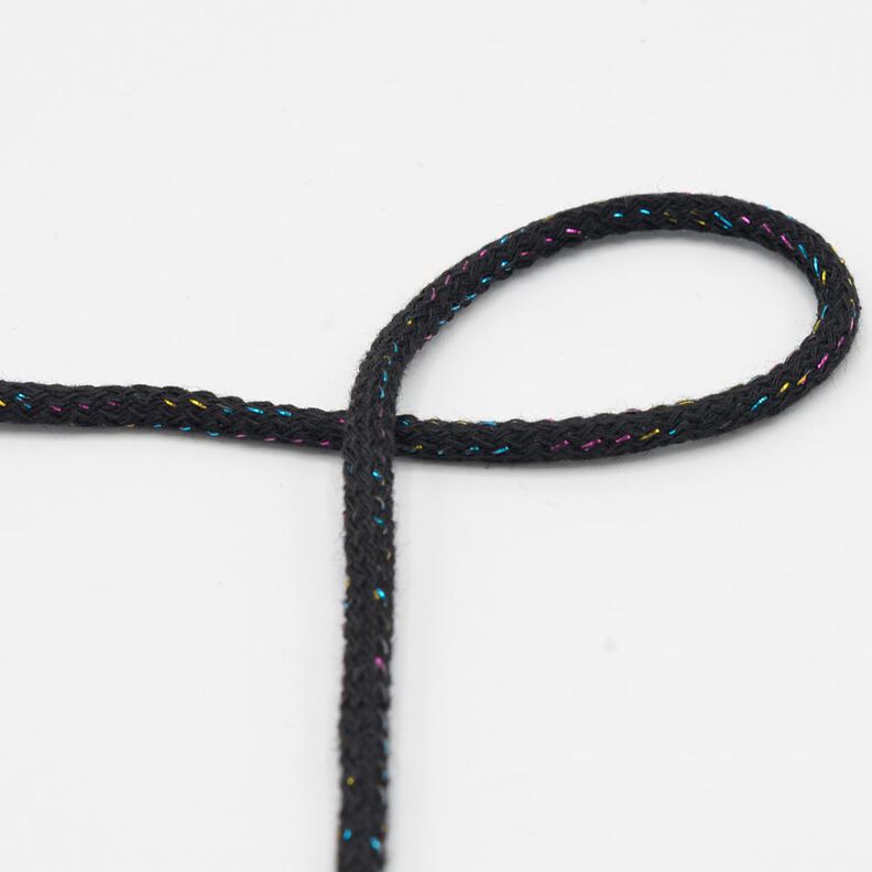 Cordão de algodão Lurex [Ø 5 mm] – preto,  image number 1