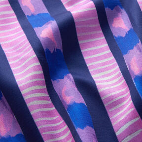 Cetim de algodão Riscas | Nerida Hansen – azul-marinho/pink | Retalho 80cm, 