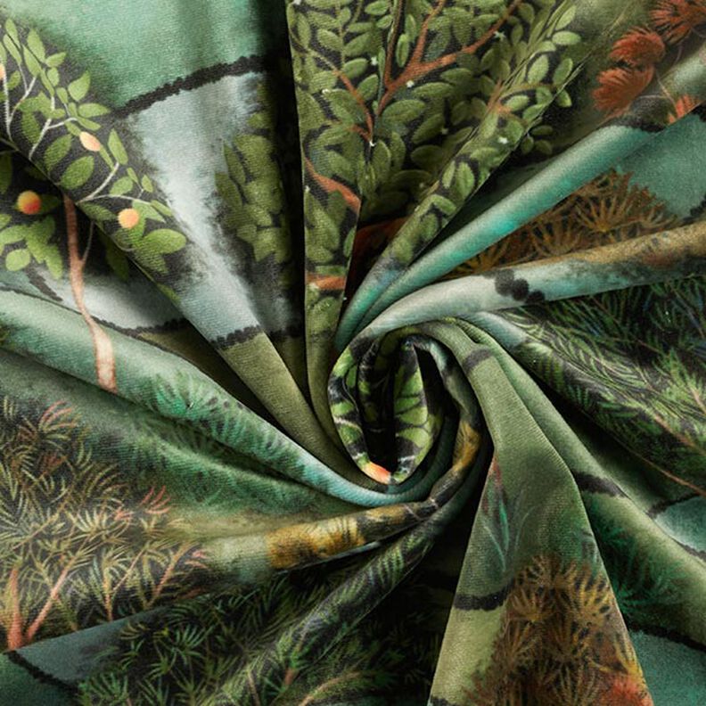 Tecido para decoração Veludo Paisagem – verde escuro/azul petróleo,  image number 3