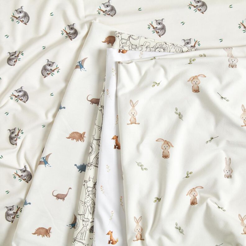 GOTS Jersey de algodão Coelhinho fofo Impressão Digital – marfim,  image number 5