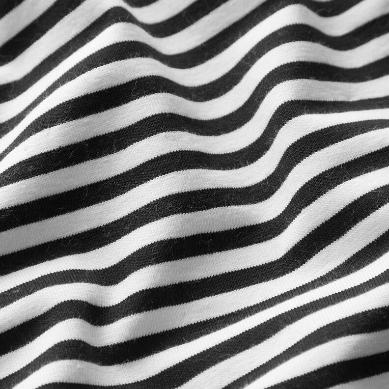 Jersey de algodão Riscas estreitas – preto/branco,  image number 2