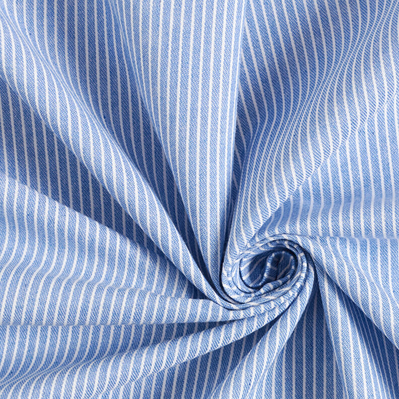 Tecido para blusas Mistura de algodão Riscas – azul claro/branco,  image number 3