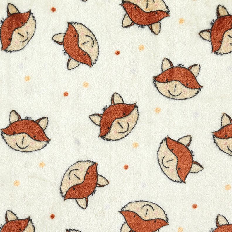 Tecido polar fofinho Dupla face Raposas amigáveis – branco sujo/castanho,  image number 1
