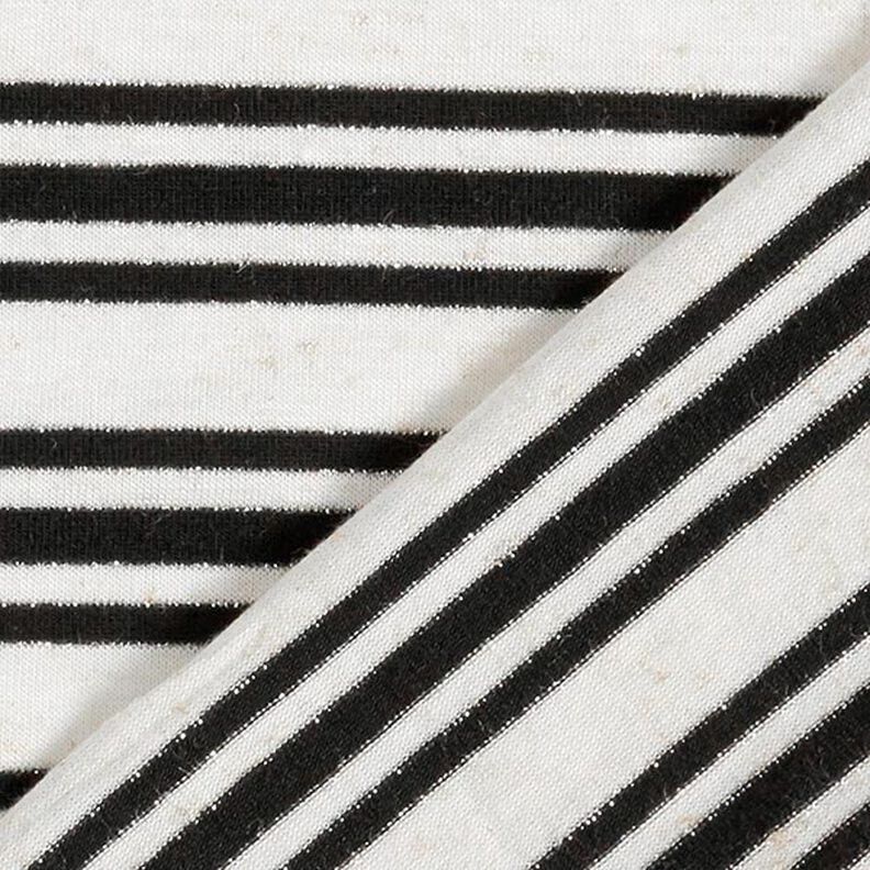 Jersey de viscose Riscas brilhantes irregulares – branco sujo/preto,  image number 4