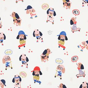 Jersey de algod&atilde;o C&atilde;o a andar de skate Impress&atilde;o Digital | Poppy Fabrics &ndash; marfim/ouro ros&eacute;, 