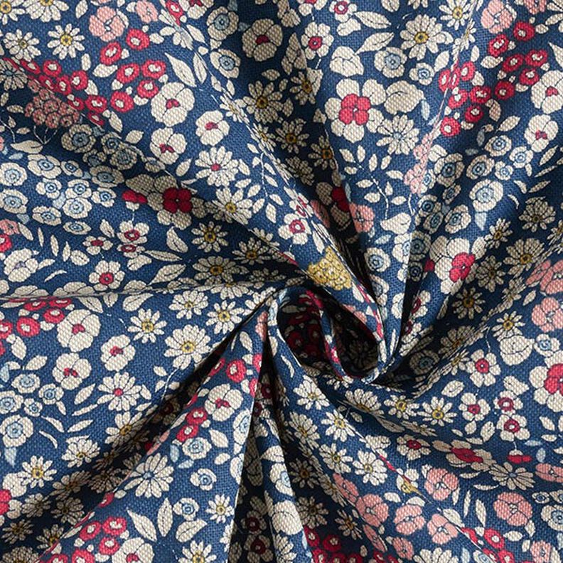 Tecido para decoração Meio linho Panamá Florzinhas – azul-marinho,  image number 3