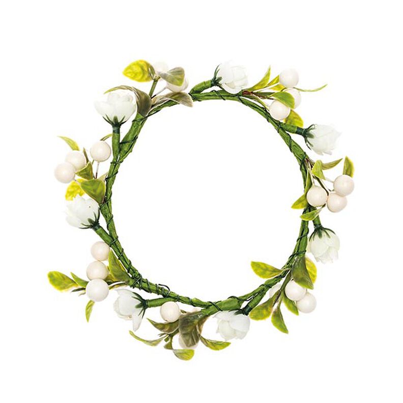 Coroa de flores Decoração com Bagas [Ø 9 cm/ 14 cm] – branco/verde,  image number 1