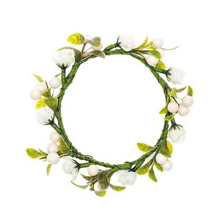 Coroa de flores Decoração com Bagas [Ø 9 cm/ 14 cm] – branco/verde, 