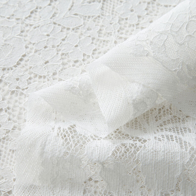 Tecido fino de renda Motivo floral – branco,  image number 3