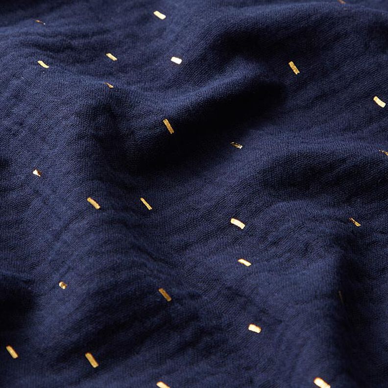 Musselina Estampado prateado Retângulo | by Poppy – azul-marinho,  image number 2