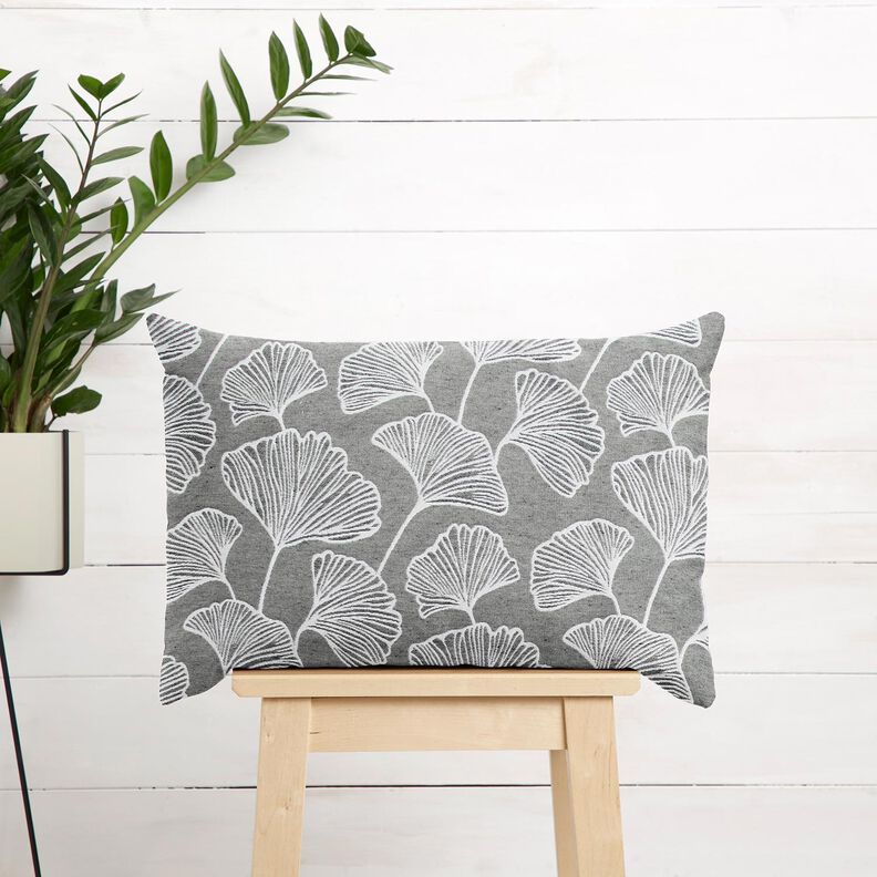 Tecido para decoração Jacquard Ginkgo grande – granito/marfim,  image number 7