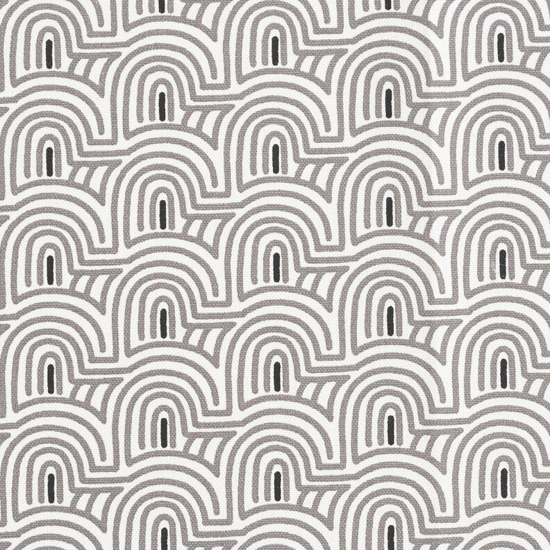 Tecido para decora&ccedil;&atilde;o Meio linho Panam&aacute; Arcos minimalistas &ndash; branco/cinzento,  image number 1