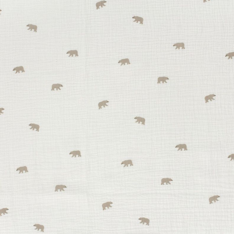 Musselina/ Tecido plissado duplo Urso polar – branco,  image number 1