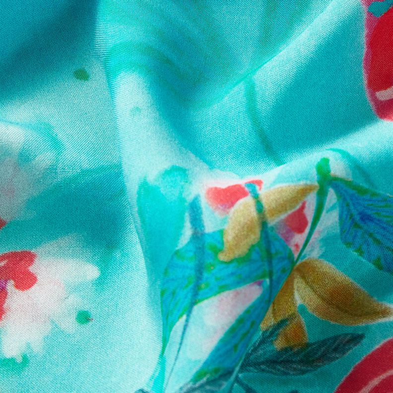 Moda de praia Pareo com painel Pavões e flores – azul marinho/rosa intenso,  image number 3