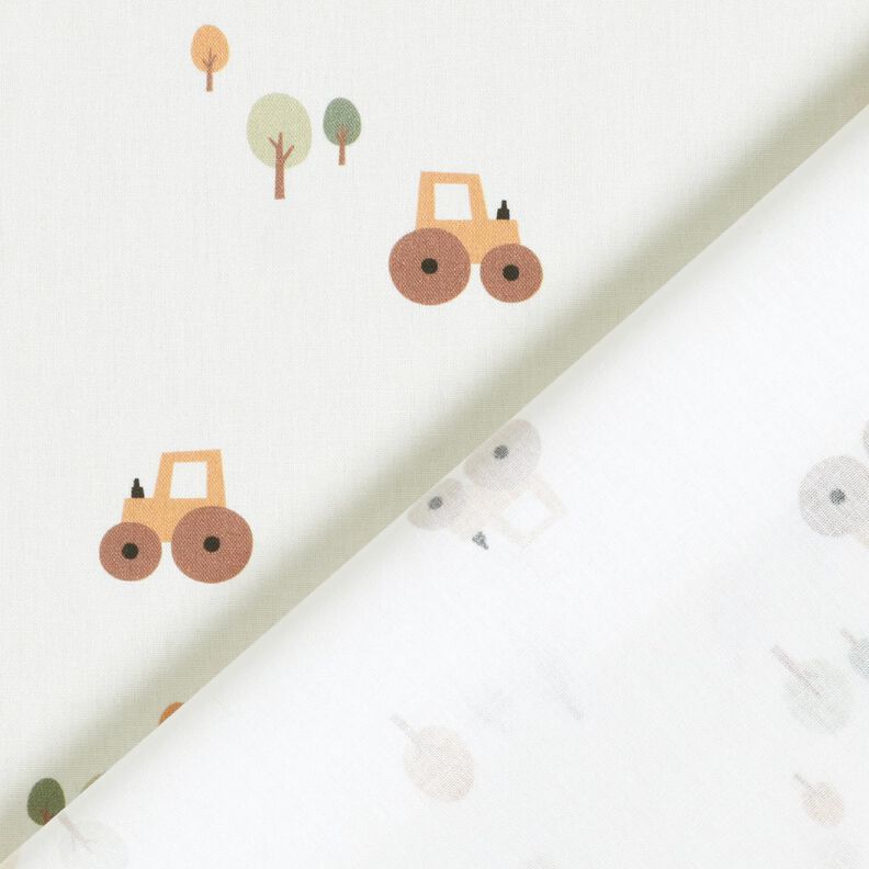 Popelina de algodão Trator num campo vasto – marfim,  image number 4