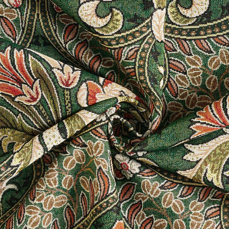 Tecido para decoração Gobelina Ornamentos florais – verde/laranja-claro,  image number 3