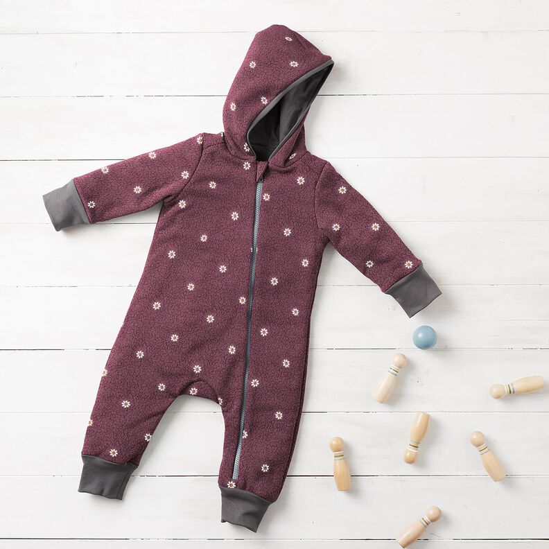 Tecido de pelúcia Teddy Pequenas flores bordadas | Poppy Fabrics – rosa-velho escuro,  image number 5