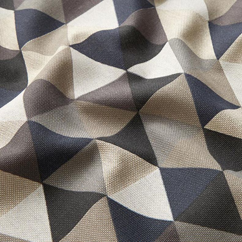 Tecido para decoração Meio linho Panamá Triângulos – beige/cinzento,  image number 2