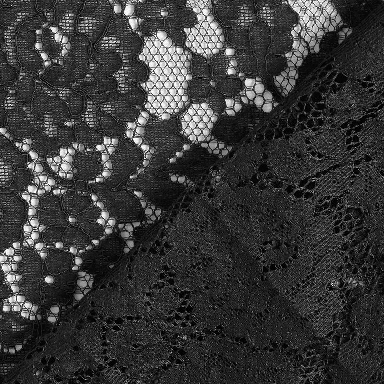 Tecido fino de renda Motivo floral – preto,  image number 5