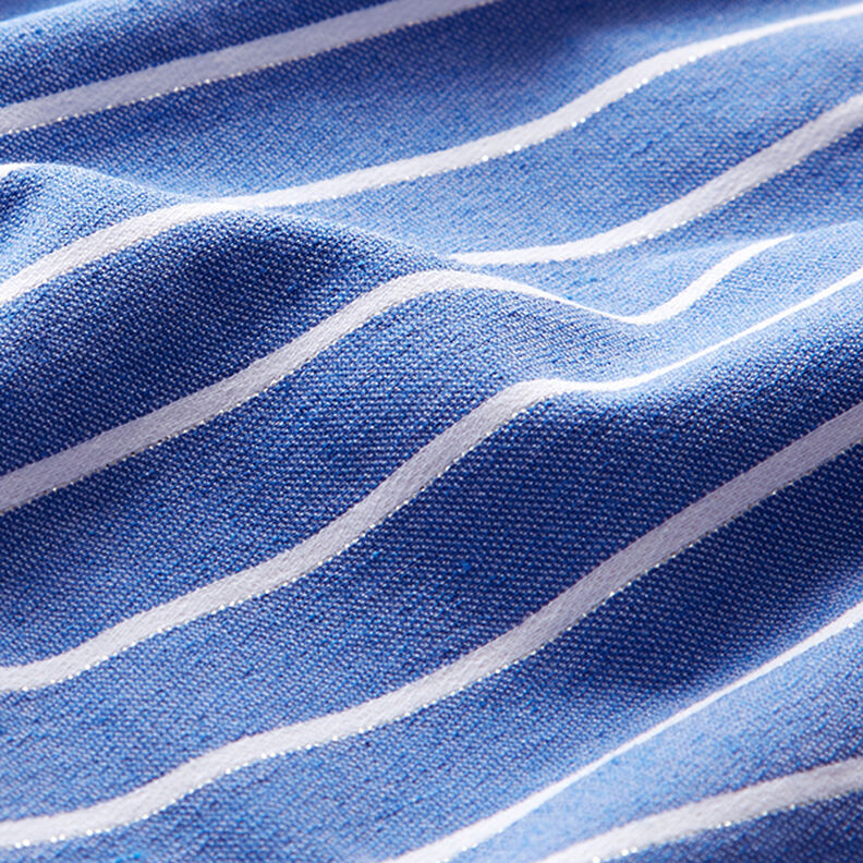 Viscose stretch com riscas brilhantes – azul/branco,  image number 2