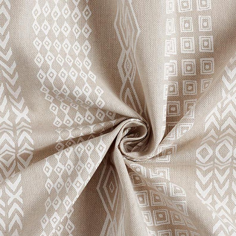 Tecido para decoração Meio linho Panamá Riscas étnicas – natural/branco,  image number 4