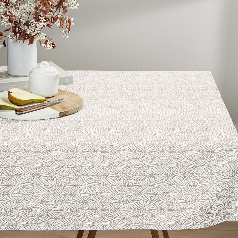 Algod&atilde;o revestido Folhas de palmeira abstratas &ndash; taupe/marfim,  image number 6