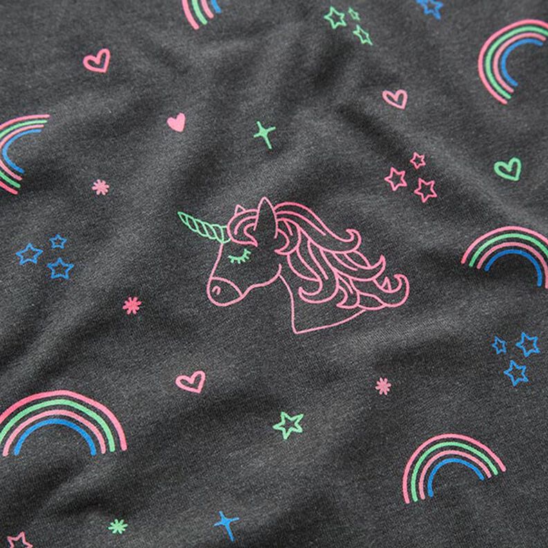 Jersey de algodão Unicórnios néon e arco-íris – antracite,  image number 2