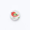 Botão com desenho de pássaro, 2 furos [ Ø 15 mm ] – branco sujo/vermelho,  thumbnail number 1