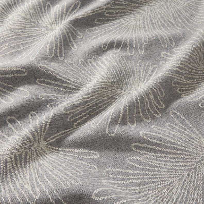 Tecido para decoração Jacquard Contornos de folhas – cinzento,  image number 2