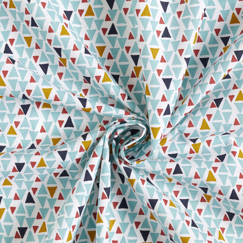 Tecido de algodão Cretone Mini triângulos – azul marinho/branco,  image number 3