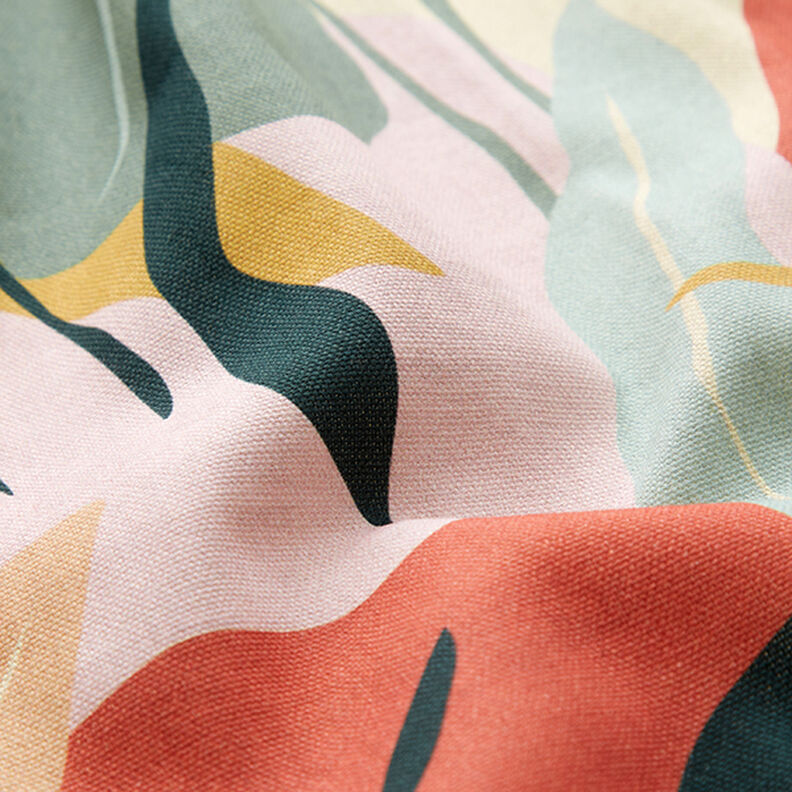 Tecido para decoração Meio linho Panamá Plantas abstratas – natural/menta clara,  image number 2