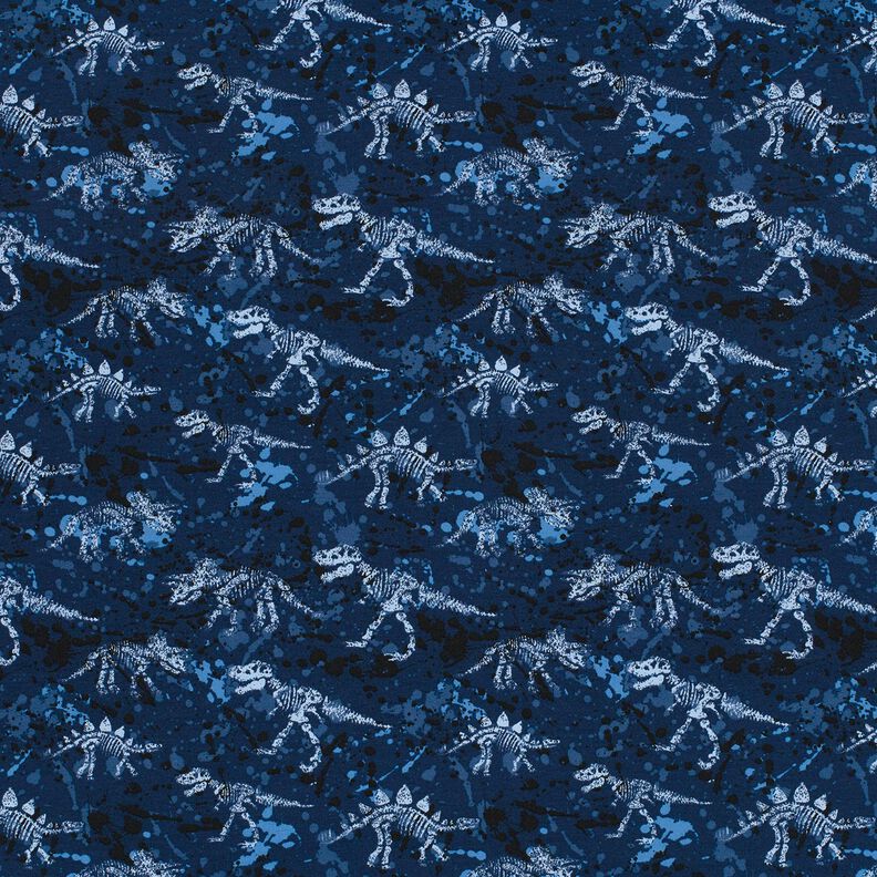 French Terry Sweat de verão Esqueleto Dinossauro – azul-marinho,  image number 1