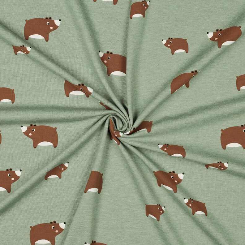 Jersey de algodão Ursos | Poppy Fabrics – verde amarelado/castanho,  image number 3